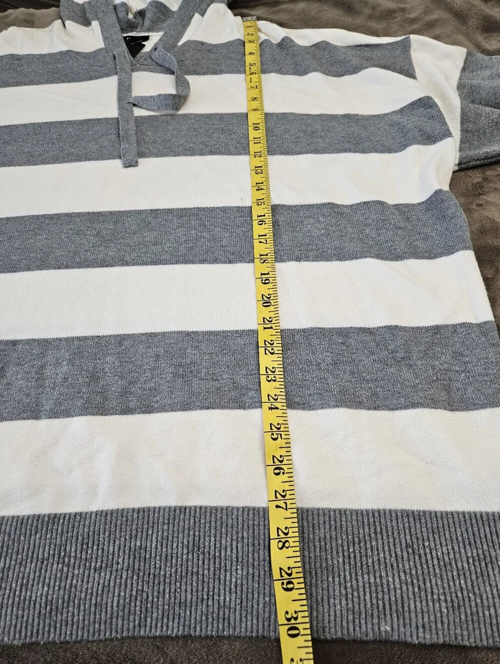 torrid Gray and White Striped Hooded Knit Pullover Size 4